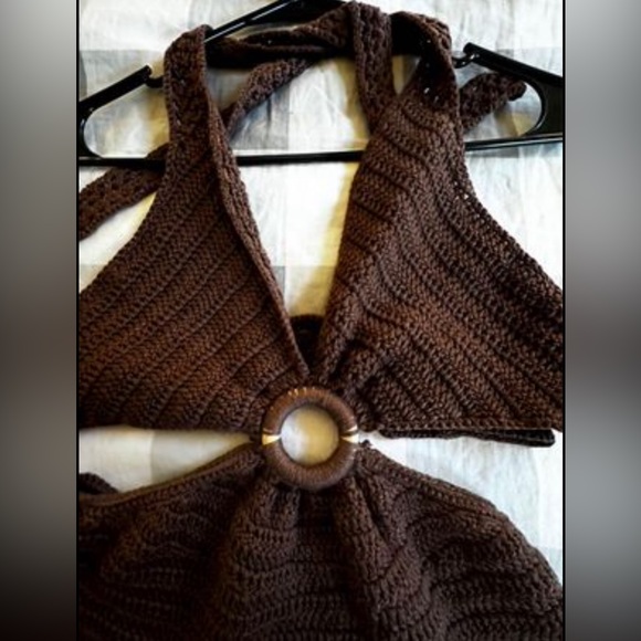 Kendall & Kylie, Pacsun, Brown, Knit, Halter, Mini Dress, Tie-Back - Picture 2 of 4